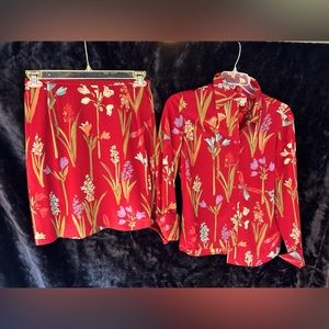 F.L. Malik 2-piece set with floral blouse and skirt